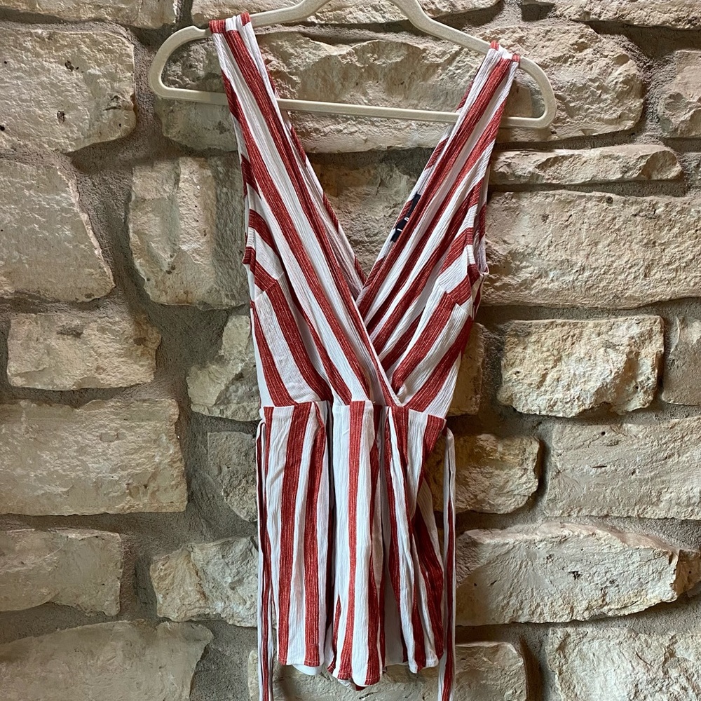 Red And White Striped Romper